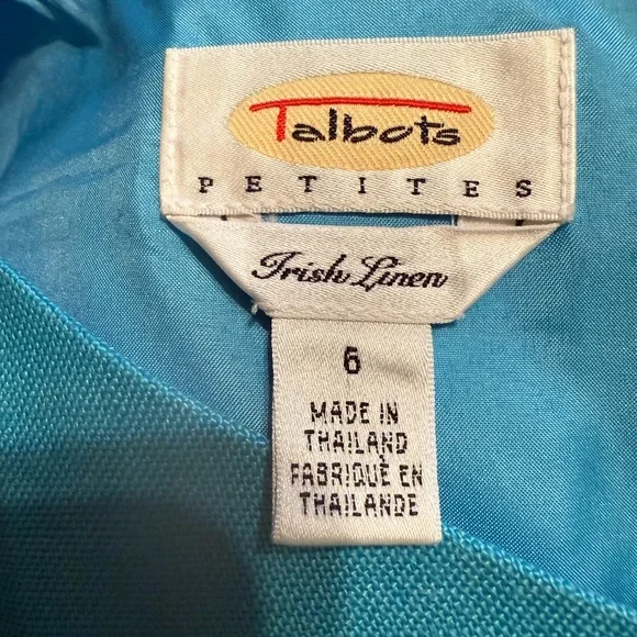 Talbots Blue Irish Linen Sleeveless Mini Dress Size 6P - Picture 3 of 8